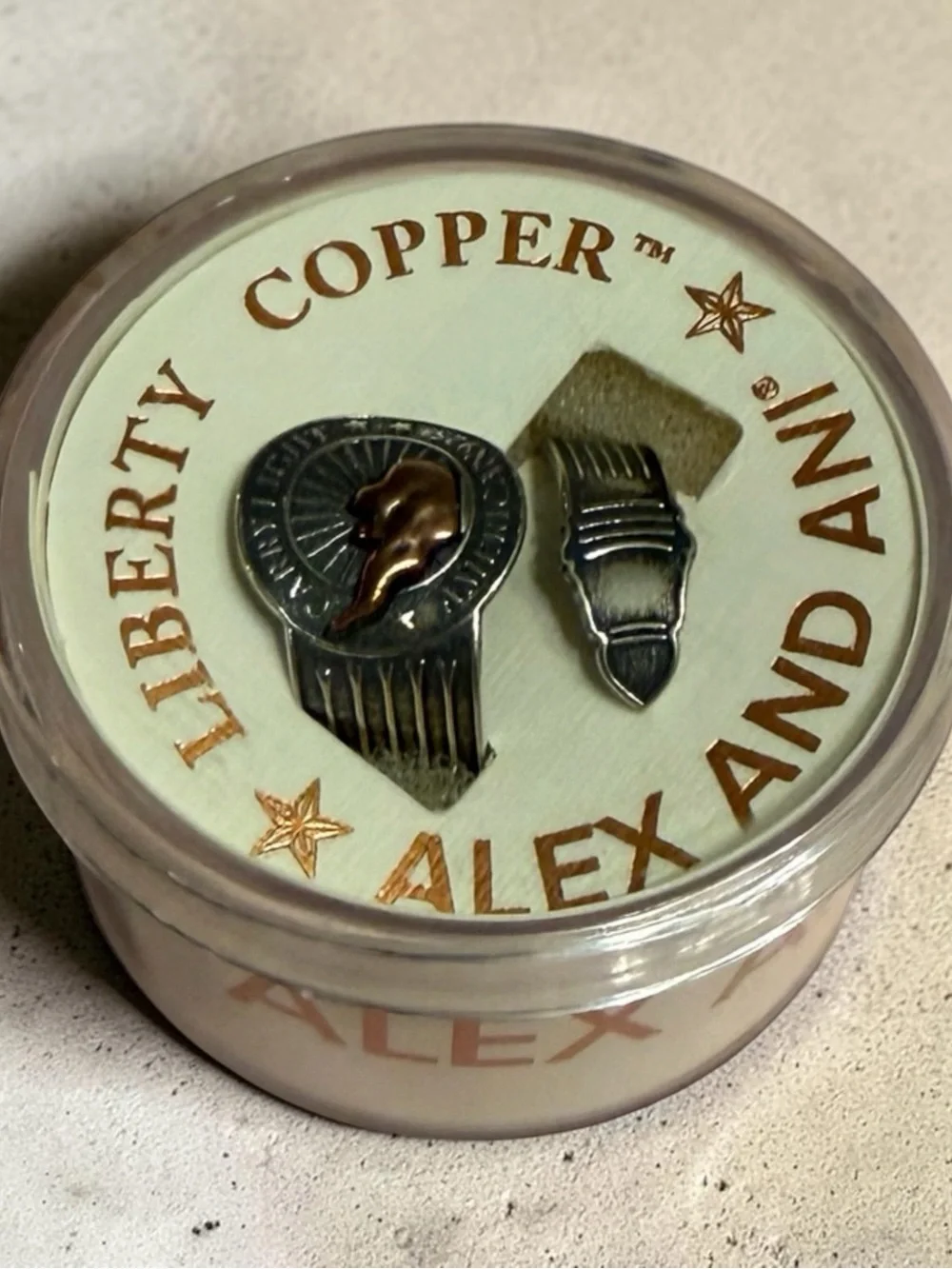 Alex and Ani Silver and Copper Liberty Coin Ring Set